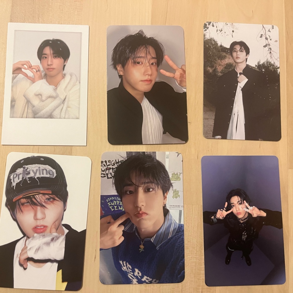 Set of 6 OFFICIAL Han of Stray Kids photo cards (Set # 2) Han Jisung